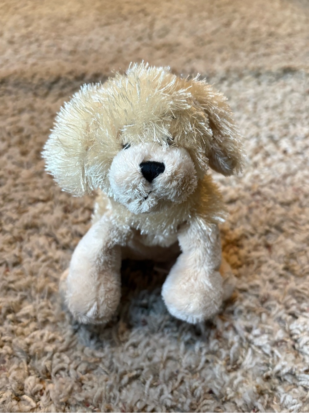 Beige Plush Puppy Stuffed Animal - Soft Cuddly Toy